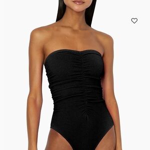 Milly Black Textured Strapless One-Piece